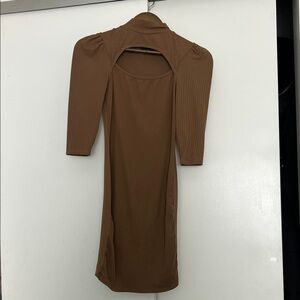 Brown Ribbed Women’s Dress